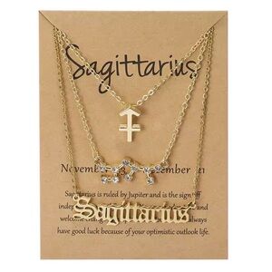 Gold Sagittarius Zodiac Necklace Set